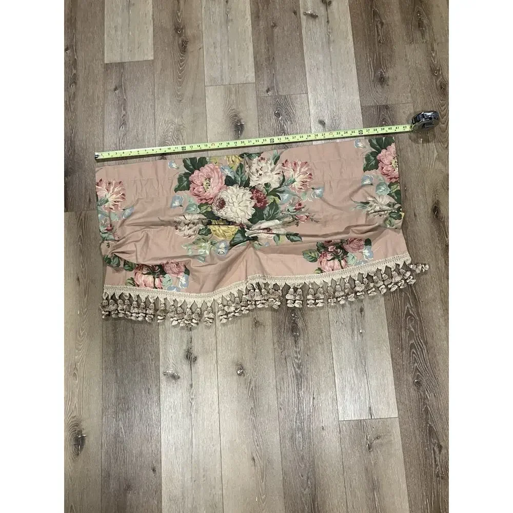 VTG Ralph Lauren Cynthia Pink Floral Valance Tassels Hand-Sewn Rings 80s RARE